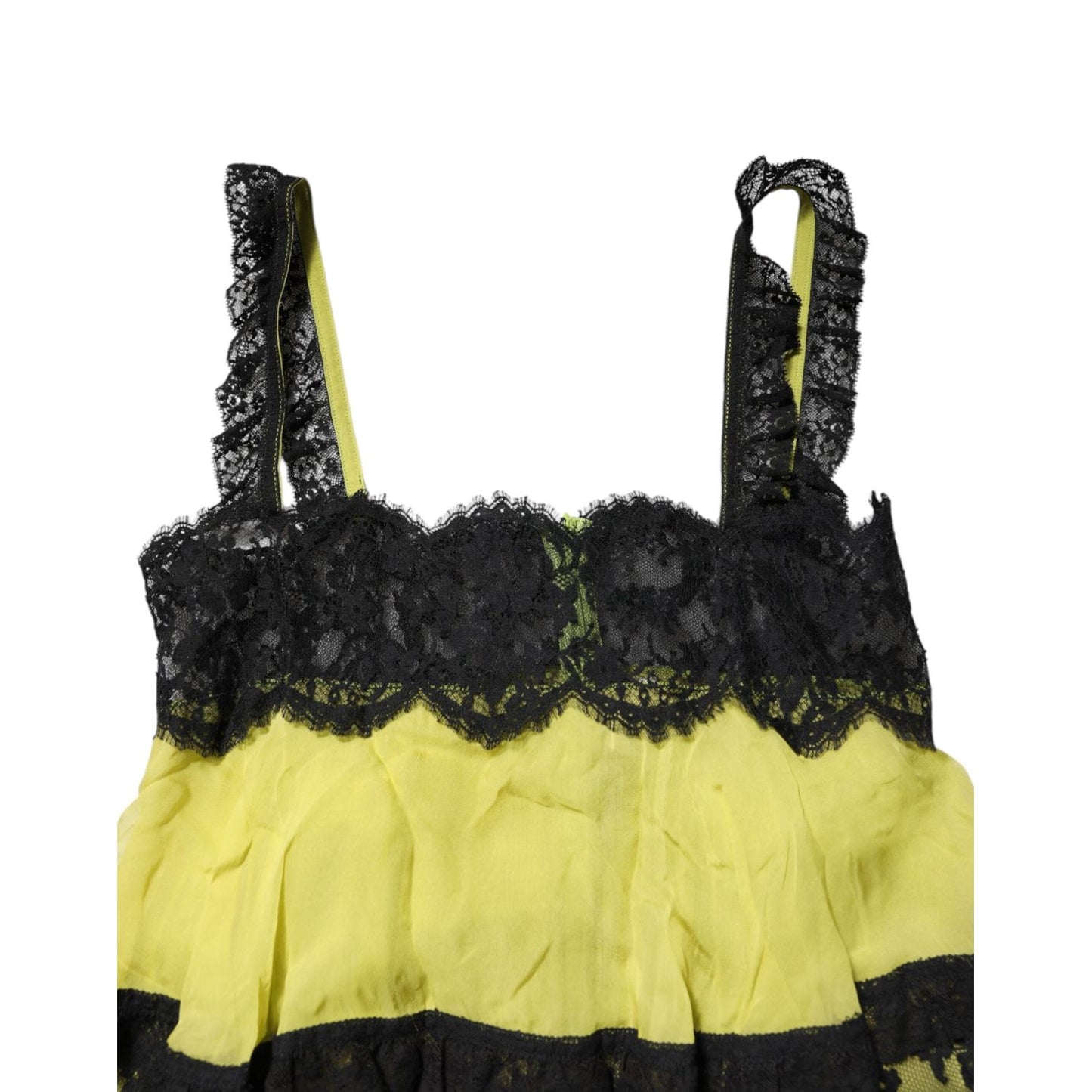 Dolce & Gabbana Yellow Black Babydoll Chemise Lingerie Dress DR81835-2