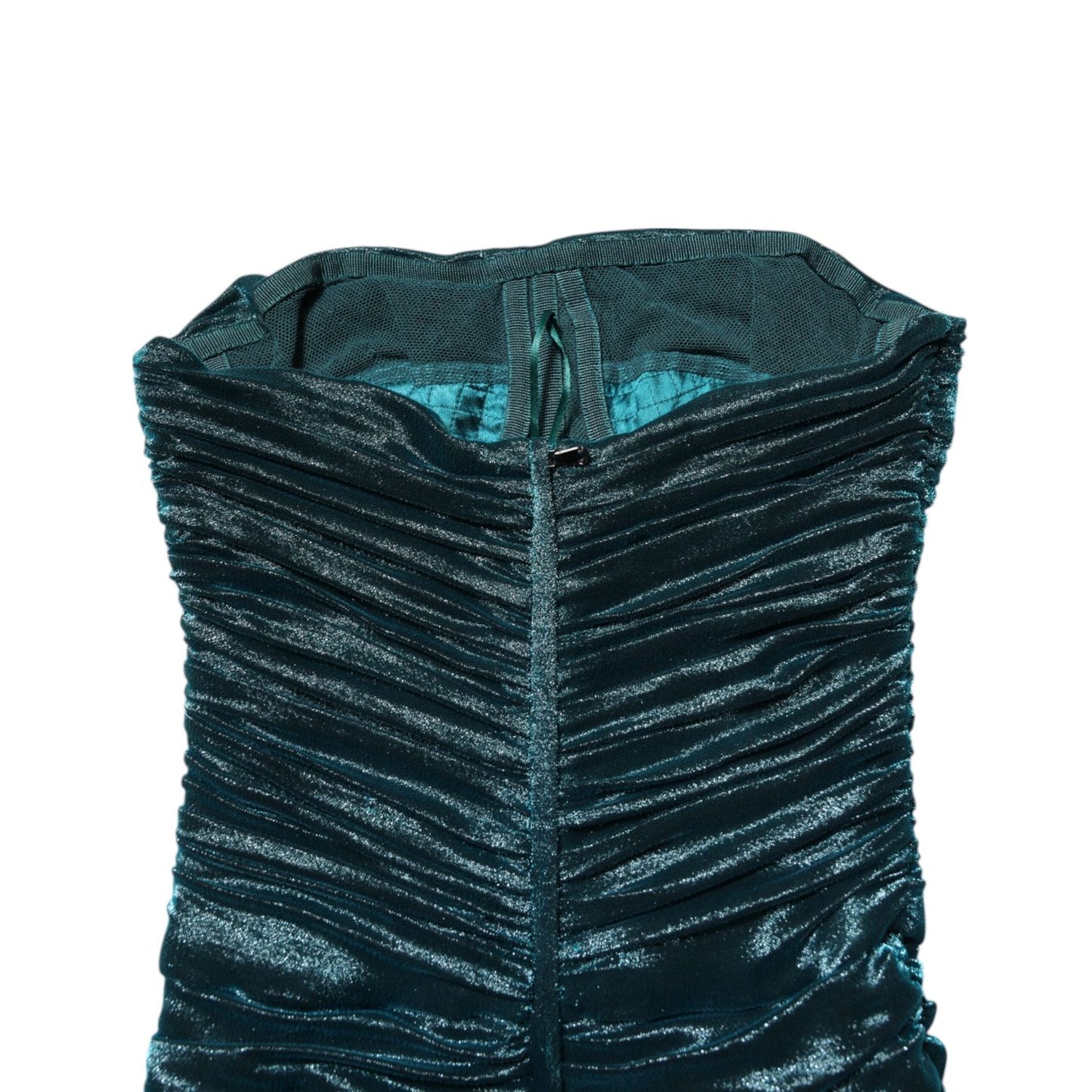 Dolce & Gabbana Green Silk Satin Fitted Strapless Dress DR281063-36