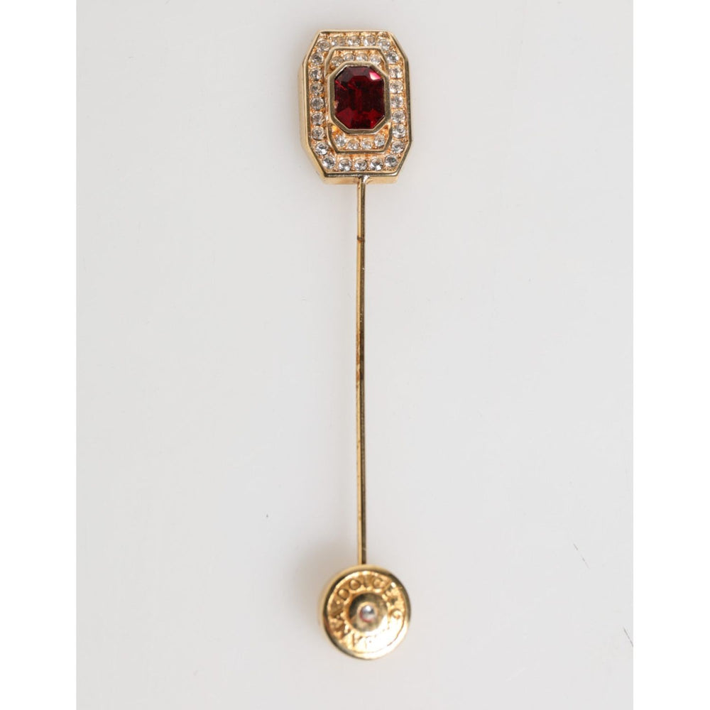 Dolce & Gabbana Rhinestone Embellished Sterling Silver Collar Brooch Pin SMY11073