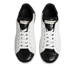 Dolce & Gabbana White Black Leather Portofino Sneaker Shoes MV6476-40