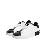 Dolce & Gabbana White Black Leather Portofino Sneaker Shoes MV6476-40
