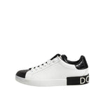Dolce & Gabbana White Black Leather Portofino Sneaker Shoes MV6476-40