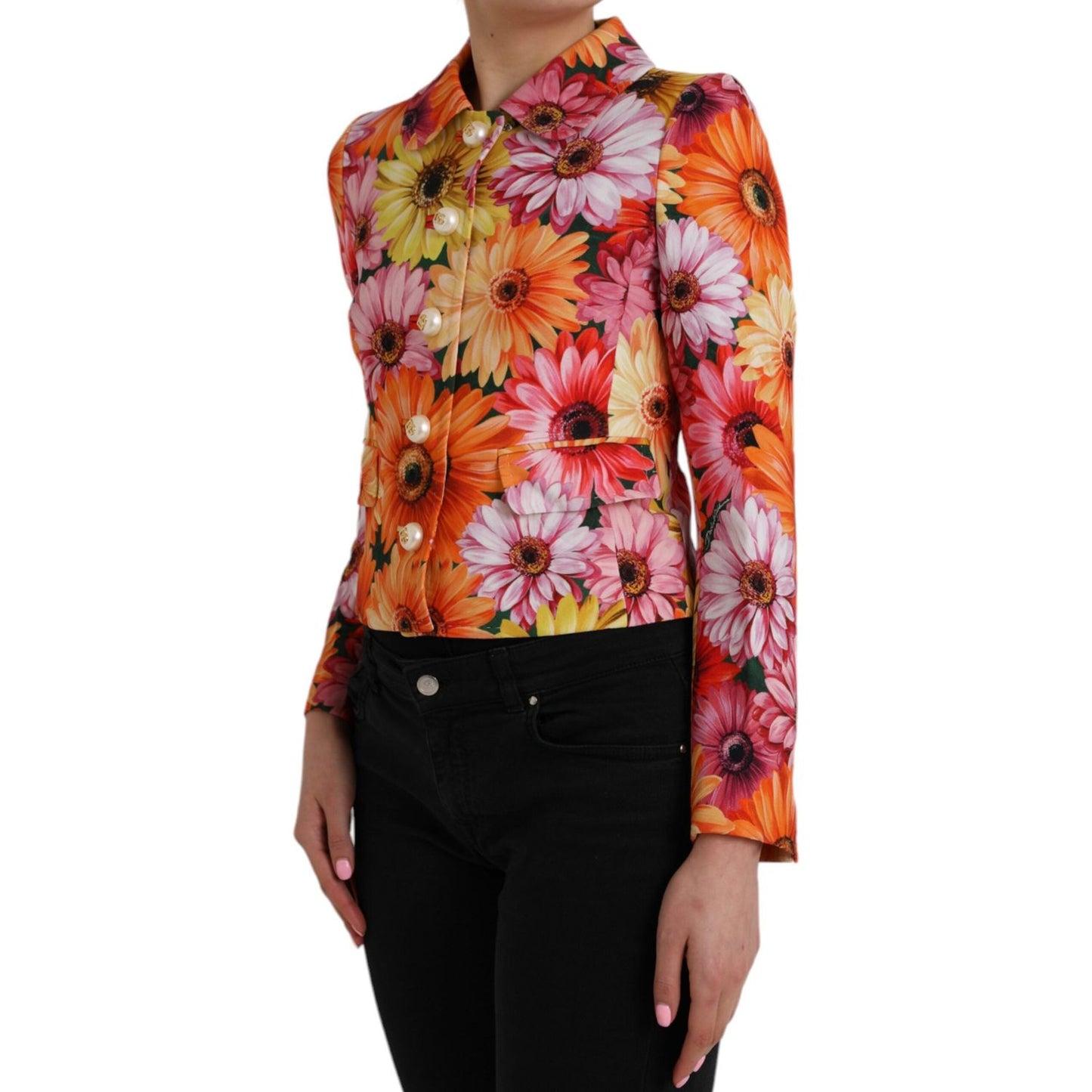 Dolce & Gabbana Multicolor Daisy Print Floral Fantasy Jacket JKT3811-36