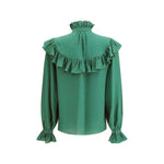 Saint Laurent Silk Blouse with ruffles SA-831783Y143U3120-IT36 | XS