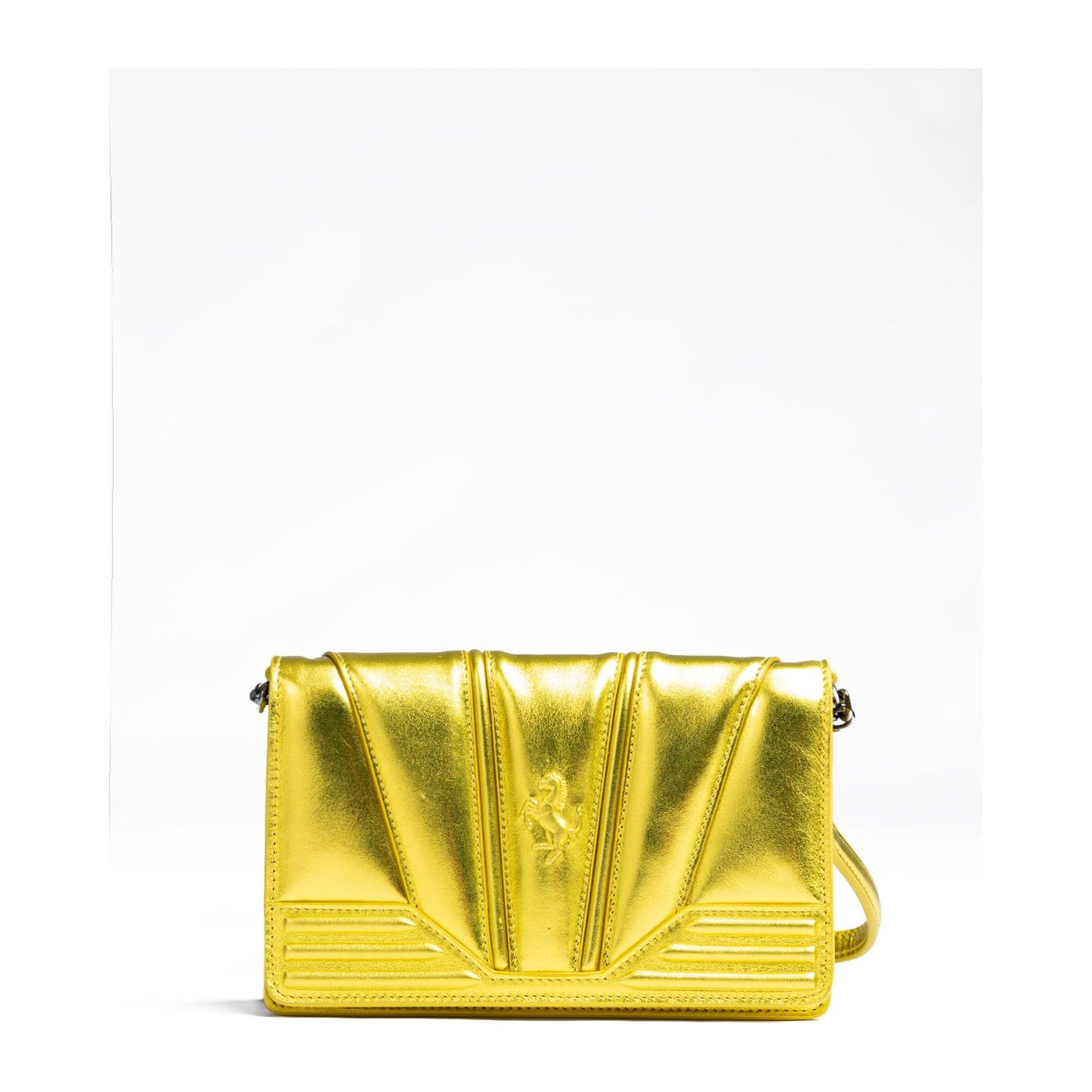 Ferrari Metal Yellow GT patent leather bag with chain FE8056121179042
