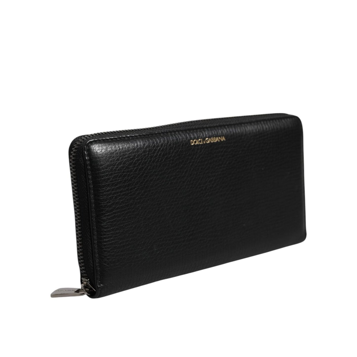 Dolce & Gabbana Black Calfskin Leather Logo Zip Around Continental Wallet BAG4699