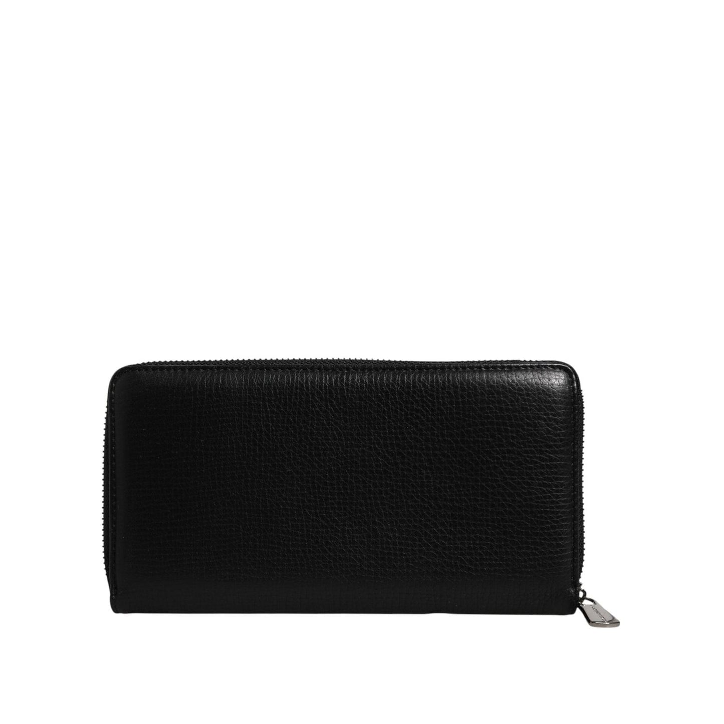 Dolce & Gabbana Black Calfskin Leather Logo Zip Around Continental Wallet BAG4699