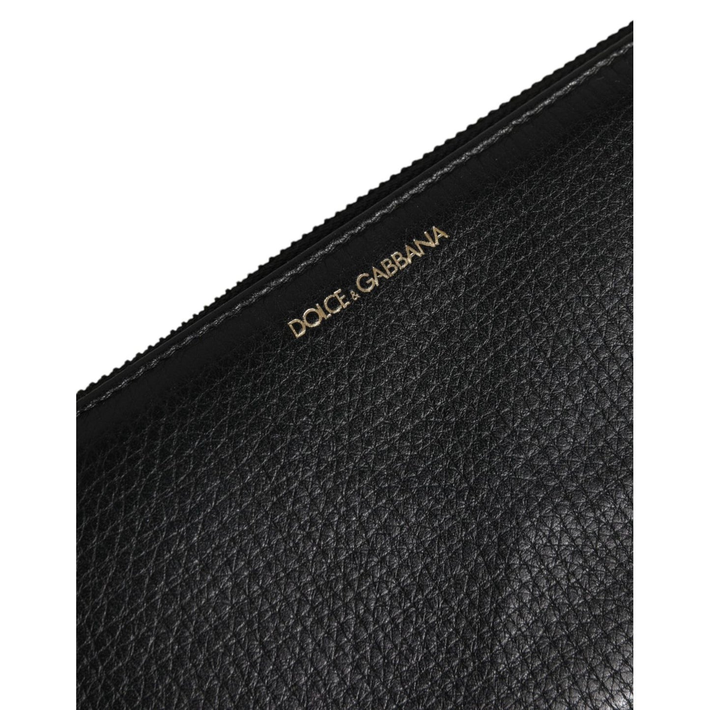 Dolce & Gabbana Black Calfskin Leather Logo Zip Around Continental Wallet BAG4699
