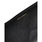 Dolce & Gabbana Black Calfskin Leather Logo Zip Around Continental Wallet BAG4699