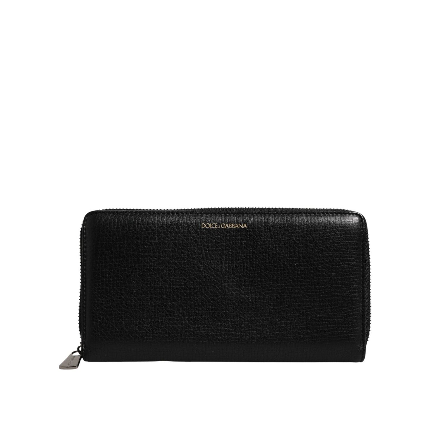 Dolce & Gabbana Black Calfskin Leather Logo Zip Around Continental Wallet BAG4699