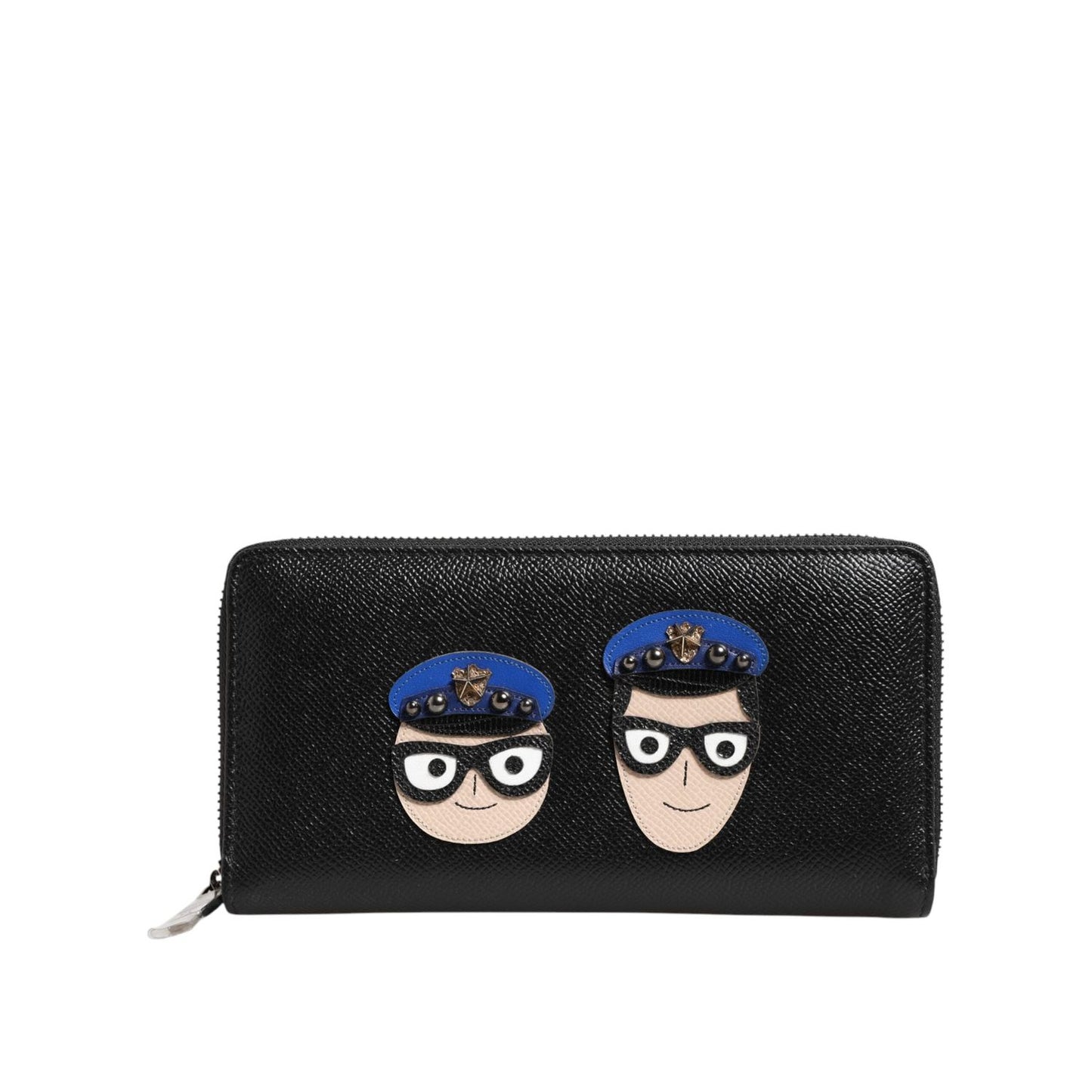 Dolce & Gabbana Black Leather #DGFAMILY Zipper Continental Mens Wallet BAG4686