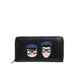 Dolce & Gabbana Black Leather #DGFAMILY Zipper Continental Mens Wallet BAG4686
