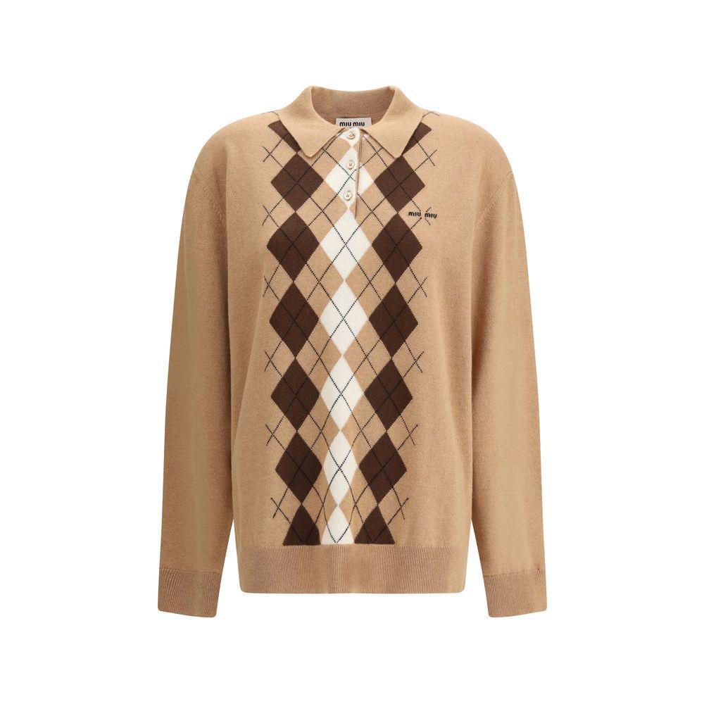 Miu Miu Diamond pattern polo Sweater MI-MMLB65SOOO174BF0040-IT40 | M