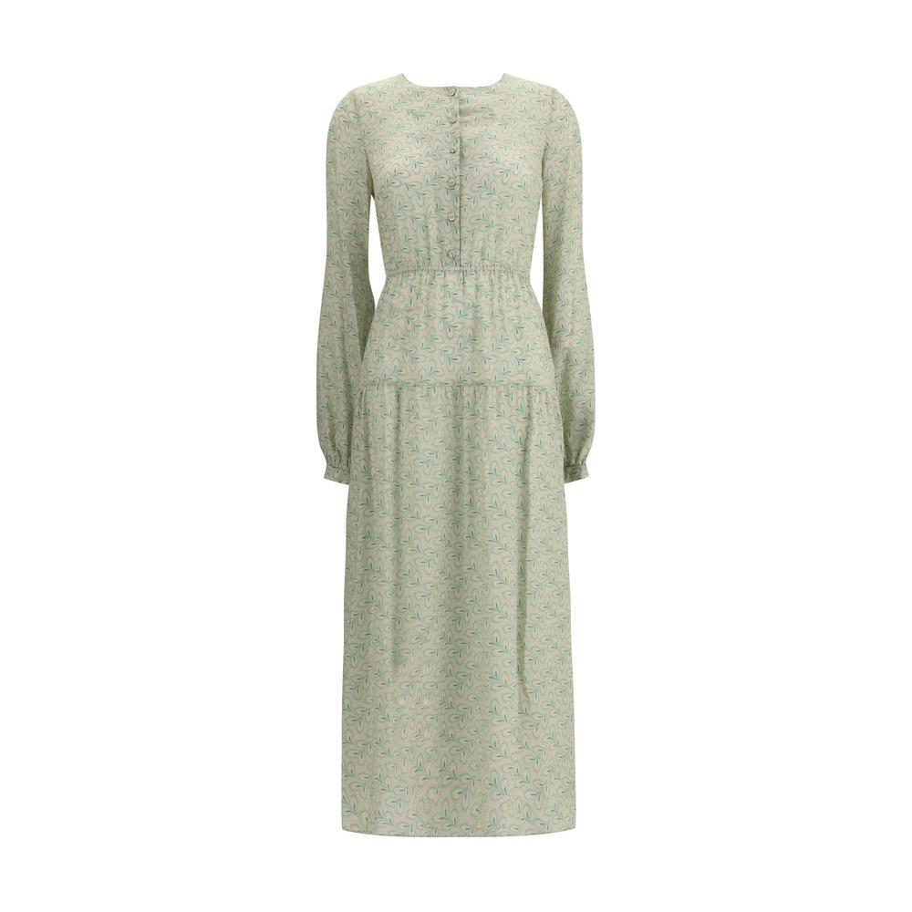 Kristina Ti Silk long Dress with foliage print KR-KAL0094TI0293VE2-IT40 | M
