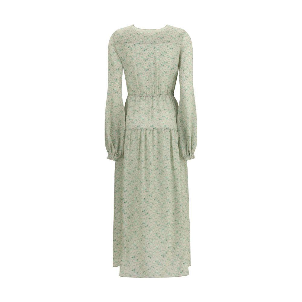 Kristina Ti Silk long Dress with foliage print KR-KAL0094TI0293VE2-IT40 | M