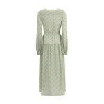 Kristina Ti Silk long Dress with foliage print KR-KAL0094TI0293VE2-IT40 | M
