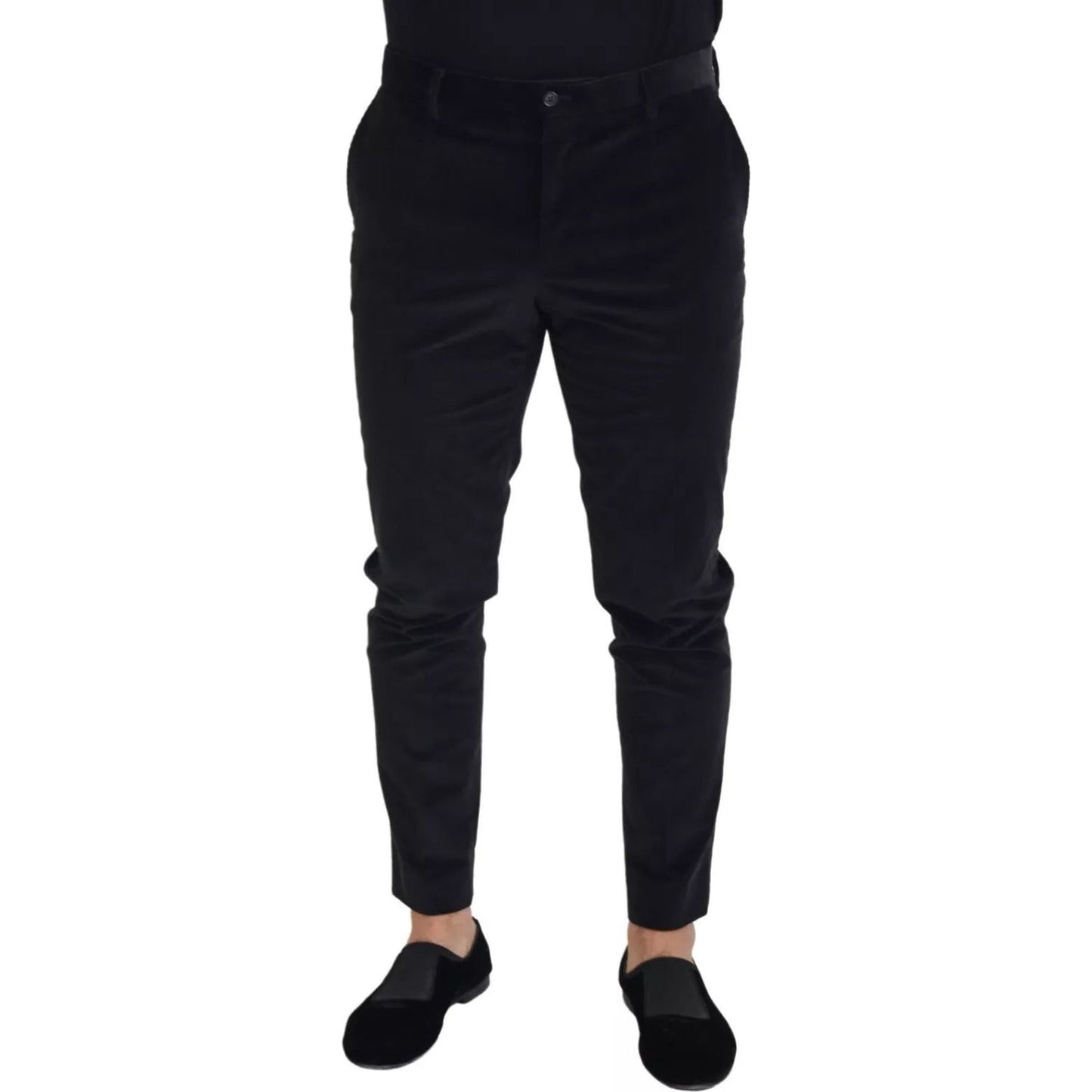 Dolce & Gabbana Black Stretch Cotton Slim Trousers Chino Pants PAN74257-50