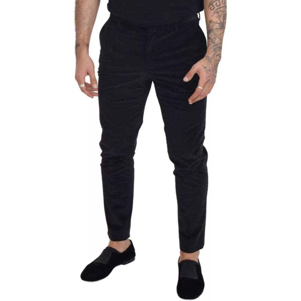 Dolce & Gabbana Black Stretch Cotton Slim Trousers Chino Pants PAN74257-50