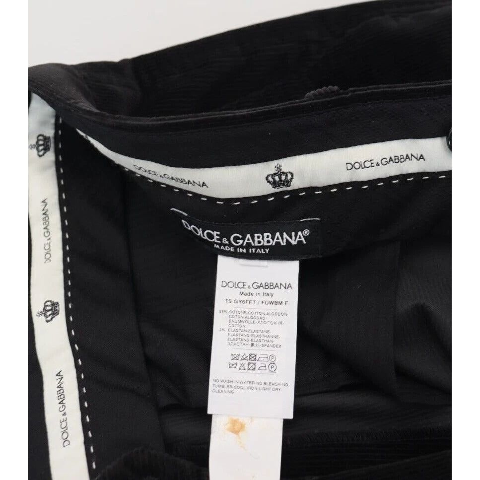 Dolce & Gabbana Black Stretch Cotton Slim Trousers Chino Pants PAN74257-50