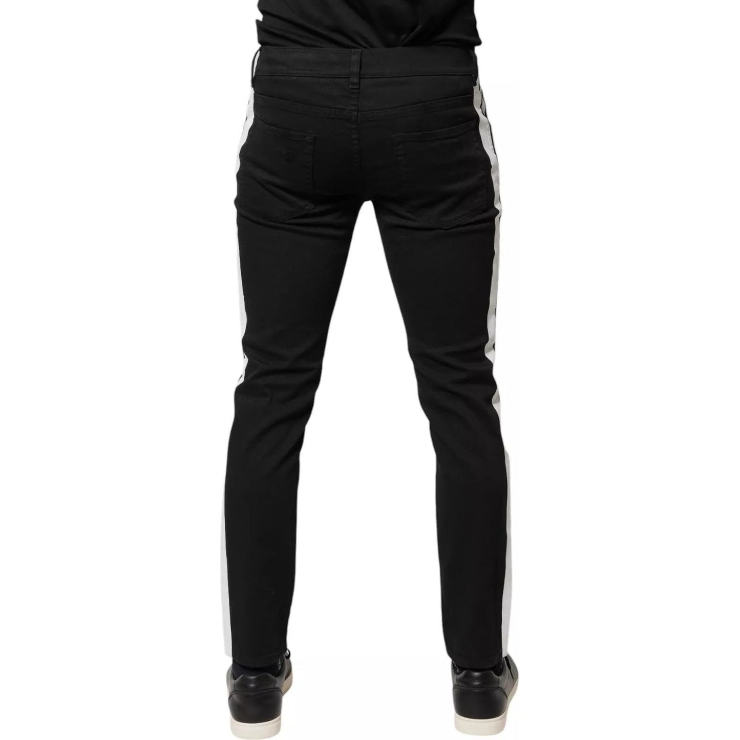 Dolce & Gabbana Black Tattered White Lining Skinny Denim Jeans PAN75888-48