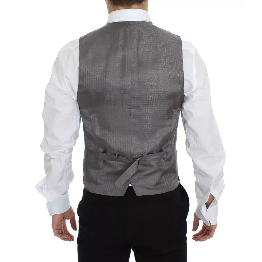 Dolce & Gabbana Gray Striped Formal Dress Gilet Vest VES10003-46