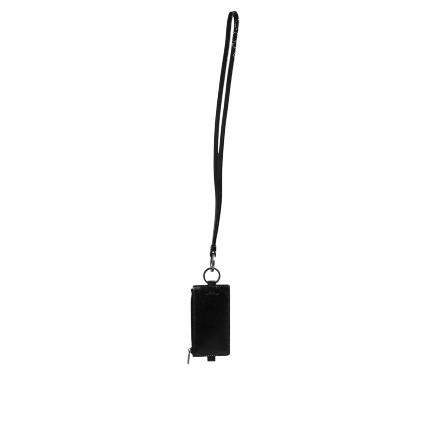 Dolce & Gabbana Black Leather Logo Embossed Lanyard Card Holder Wallet SMY11029