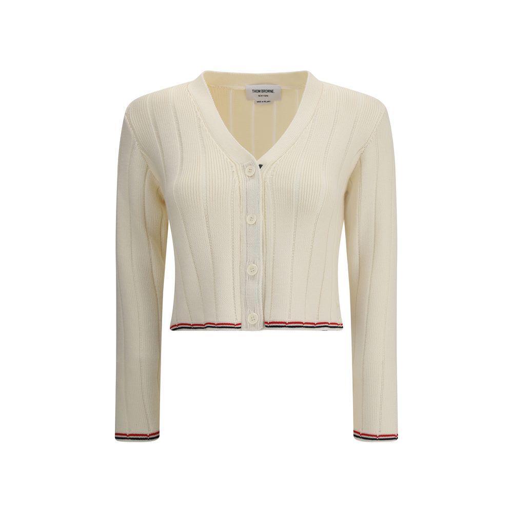 Thom Browne Ladder Full Needle Rib Stitch V Neck Car TH-FKC663AY1024100-IT38 | S