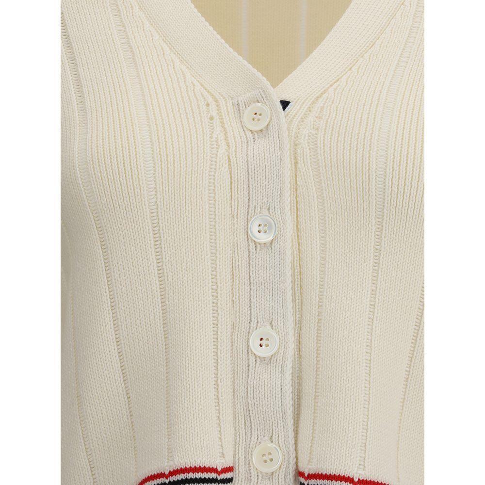 Thom Browne Ladder Full Needle Rib Stitch V Neck Car TH-FKC663AY1024100-IT38 | S