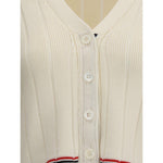 Thom Browne Ladder Full Needle Rib Stitch V Neck Car TH-FKC663AY1024100-IT38 | S