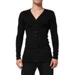Dolce & Gabbana Black Cotton Button Up Men Cardigan Sweater