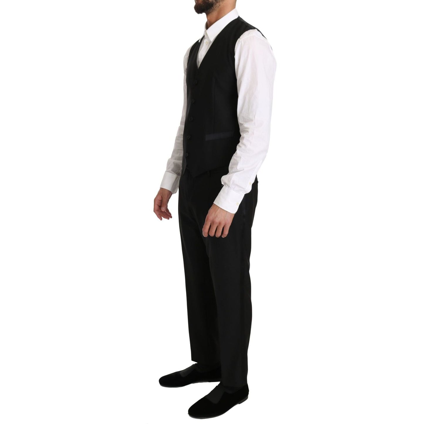 Dolce & Gabbana Sleek Black Slim Fit Formal Vest Dolce & Gabbana Black