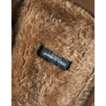 Dolce & Gabbana Brown Leather Fur Button Biker Coat Jacket JKT4050-52