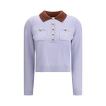Self-Portrait Contrast collar Sweater SE-AW25021TBLBLUE-M