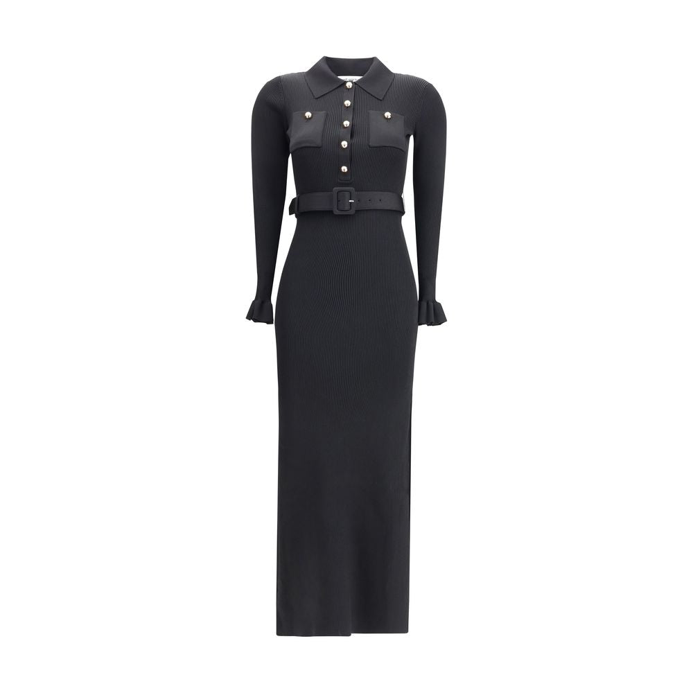 Self-Portrait Long ribbed Dress SE-AW25007XBBLACK-L