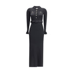 Self-Portrait Long ribbed Dress SE-AW25007XBBLACK-L