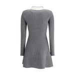 Self-Portrait Mini knit Dress with crochet floral collar SE-AW25010SAGRGREY-M