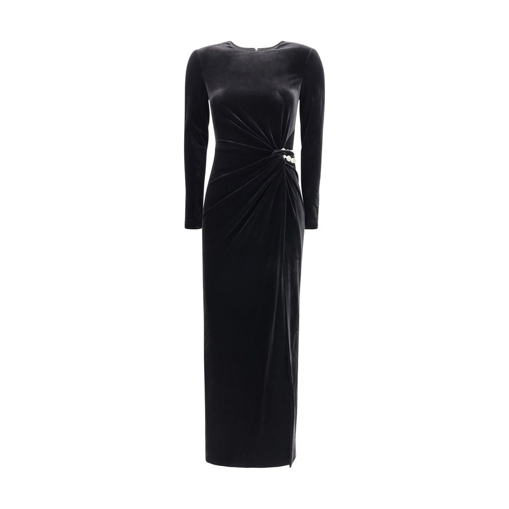 Self-Portrait Embellished velvet midi Dress SE-AW25128MBBLACK-10