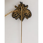 Dolce & Gabbana Lapel Pin Gold Brass Black Crystal Bee Accessories Brooch