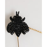 Dolce & Gabbana Lapel Pin Gold Brass Black Crystal Bee Accessories Brooch