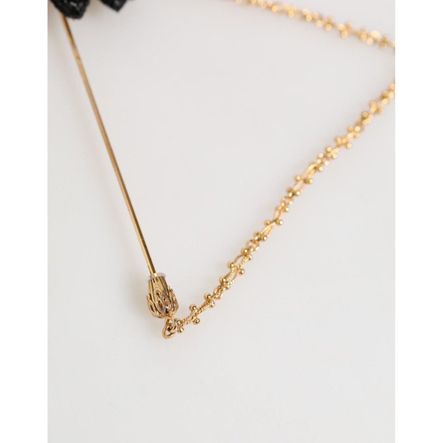 Dolce & Gabbana Lapel Pin Gold Brass Black Crystal Bee Accessories Brooch
