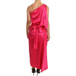 Dolce & Gabbana Pink Sheath Silk Bow Open Shoulder Dress DR28224-38