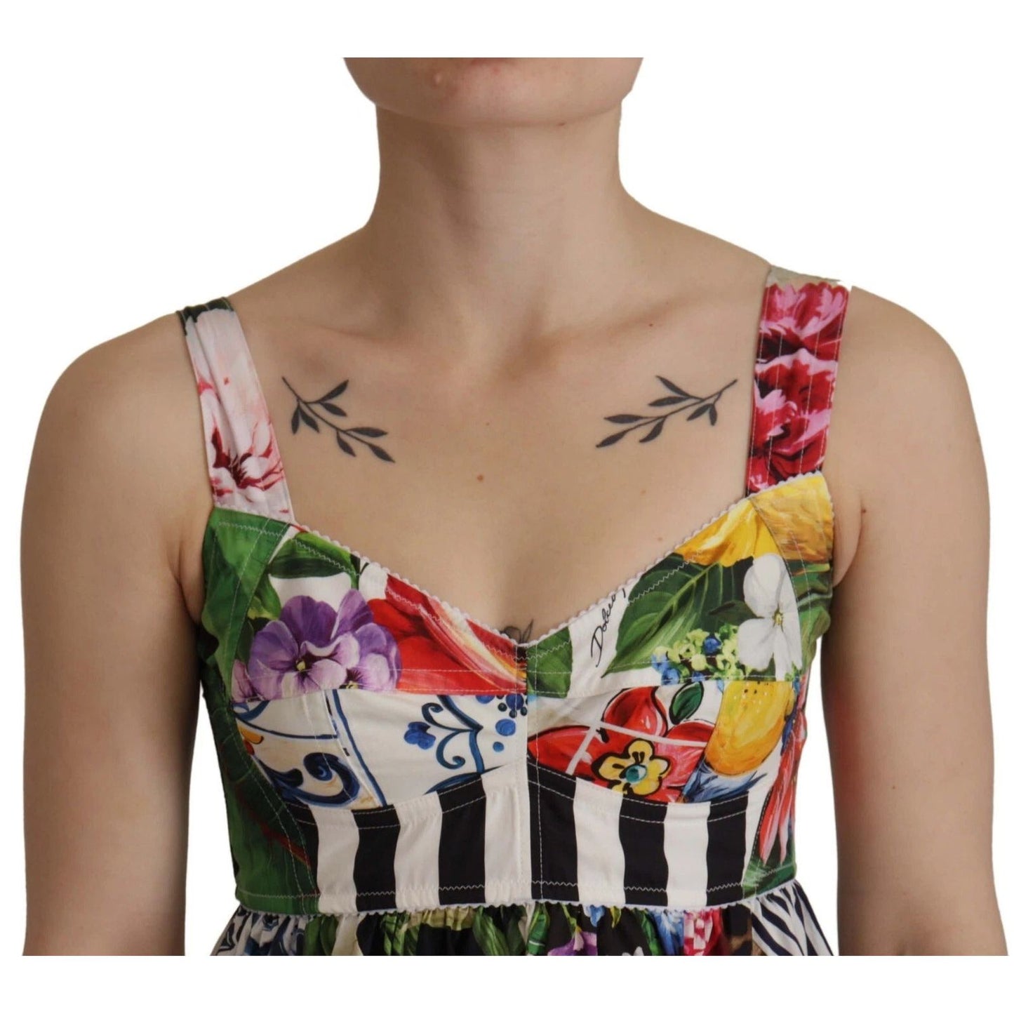 Dolce & Gabbana Multicolor Poplin Floral Mini Flared Dress DR28703-46