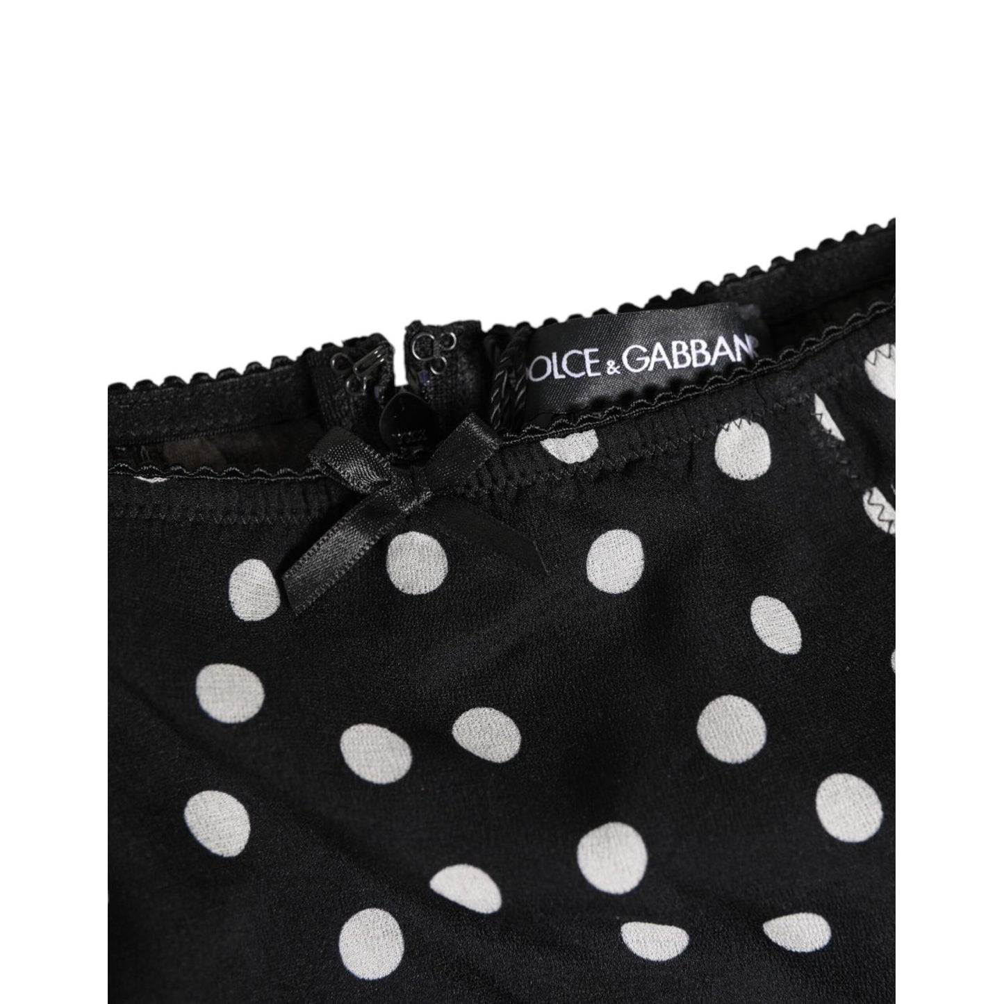 Dolce & Gabbana Black White Polka Dot Silk Slip Panty Underwear