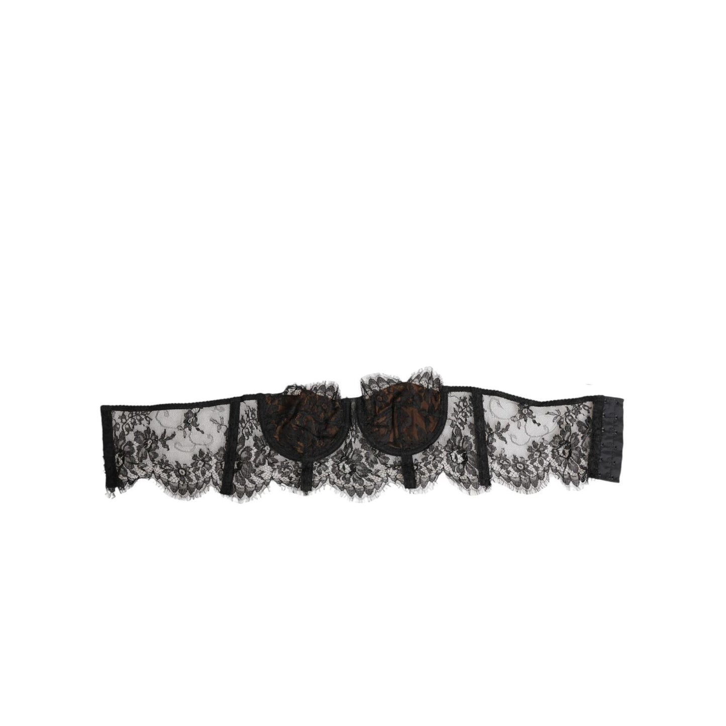 Dolce & Gabbana Black Floral Lace Strapless Bustier Underwear