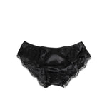 Dolce & Gabbana Black Silk Satin Lace Trim Panty Underwear