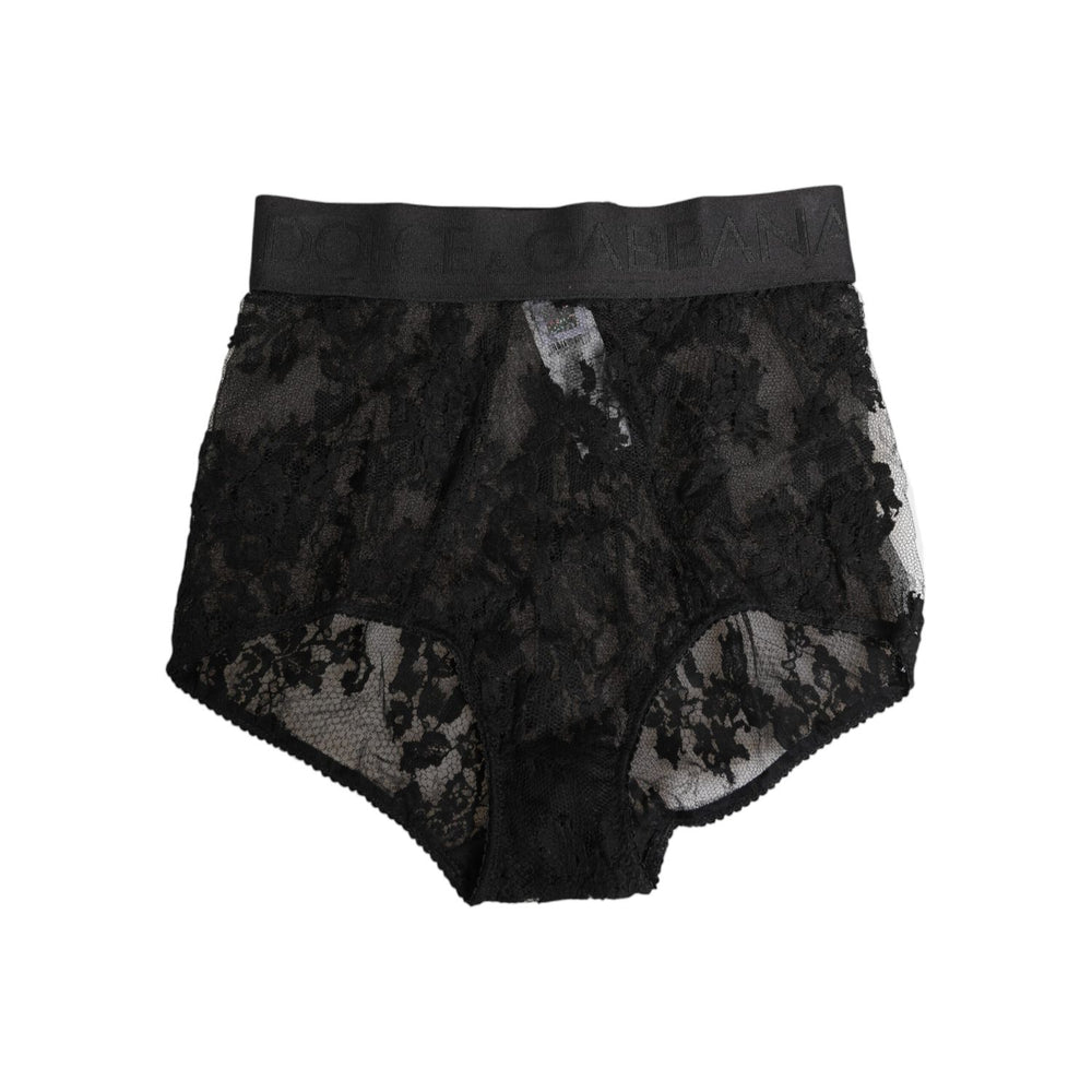 Dolce & Gabbana High Waist Briefs Black Floral Lace Underwear