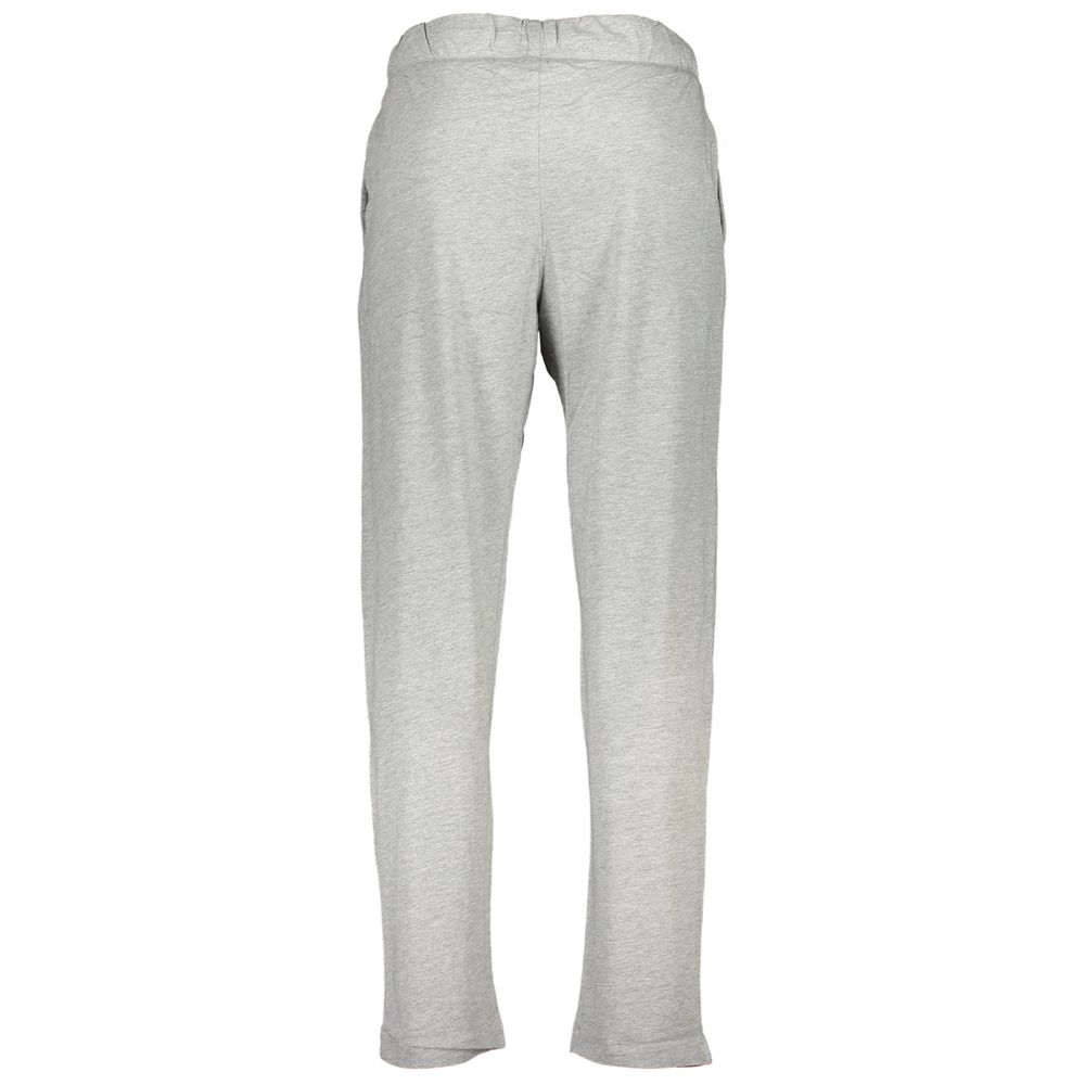 Gianmarco Venturi Gray Cotton Pant with elastic waist, laces, light cotton, contrasting details, embroidery, and logo.