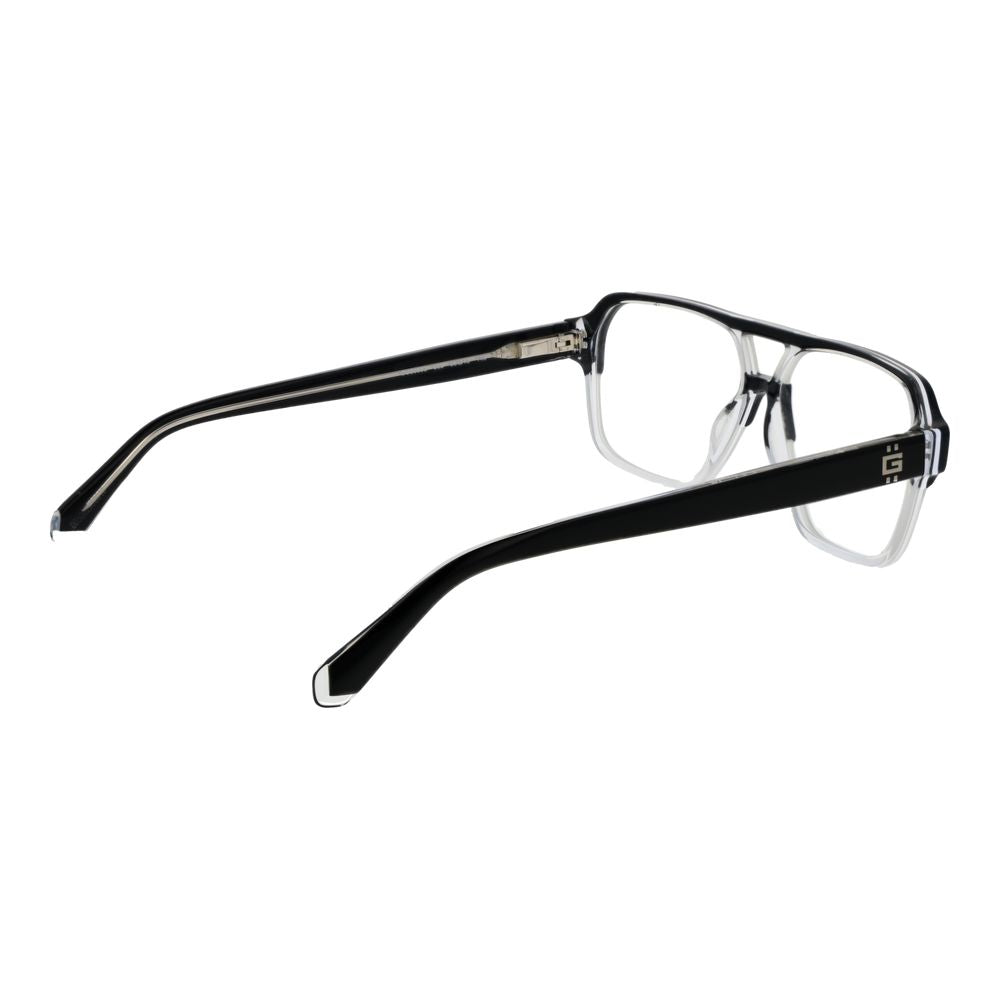 Guess Black Acetate Glasses (Frames) in full-rim aviator style, black color, acetate material, demo lenses, side view.