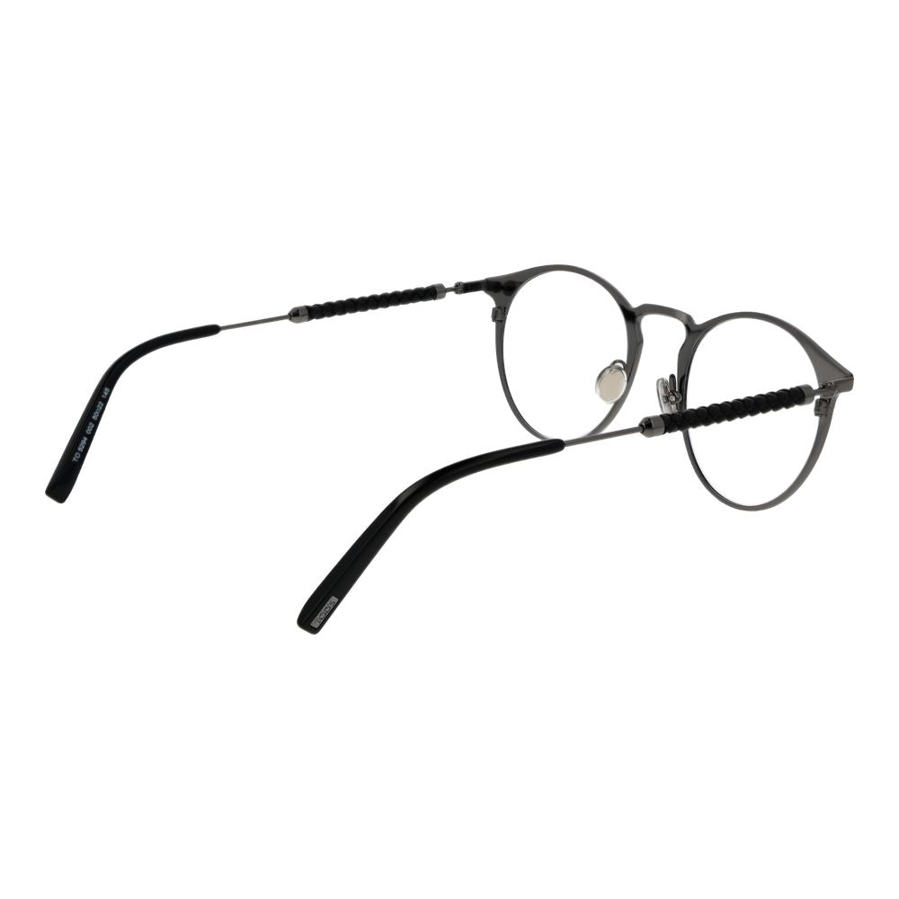 Tod's Black Metal Glasses (Frames) for men, full-rim panto style, black metal frame with demo lenses, size 50-22-145.