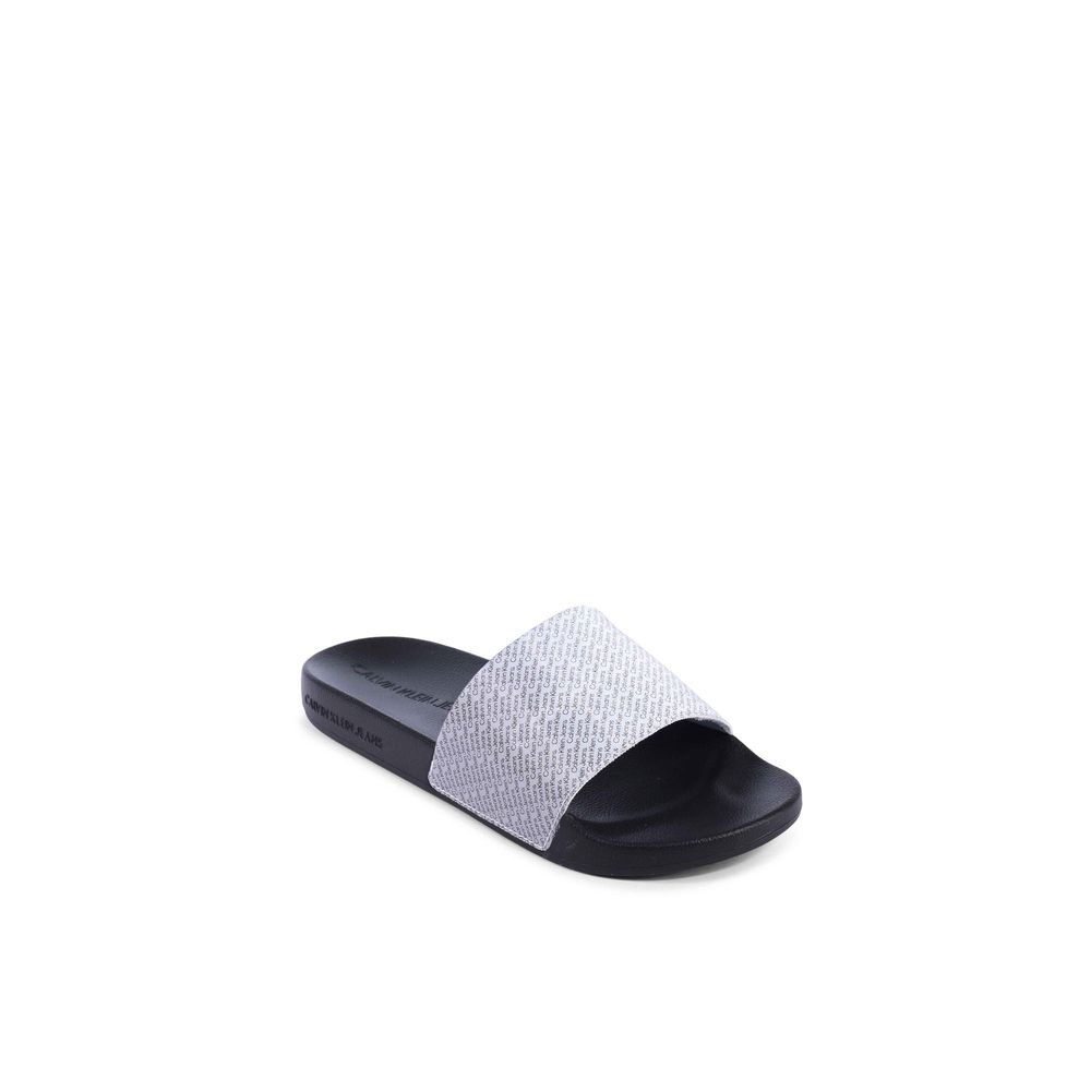 Calvin Klein Black Polyurethane Sandals for Women, made with thermoplastic polyurethane, size 35, featuring sleek design.
